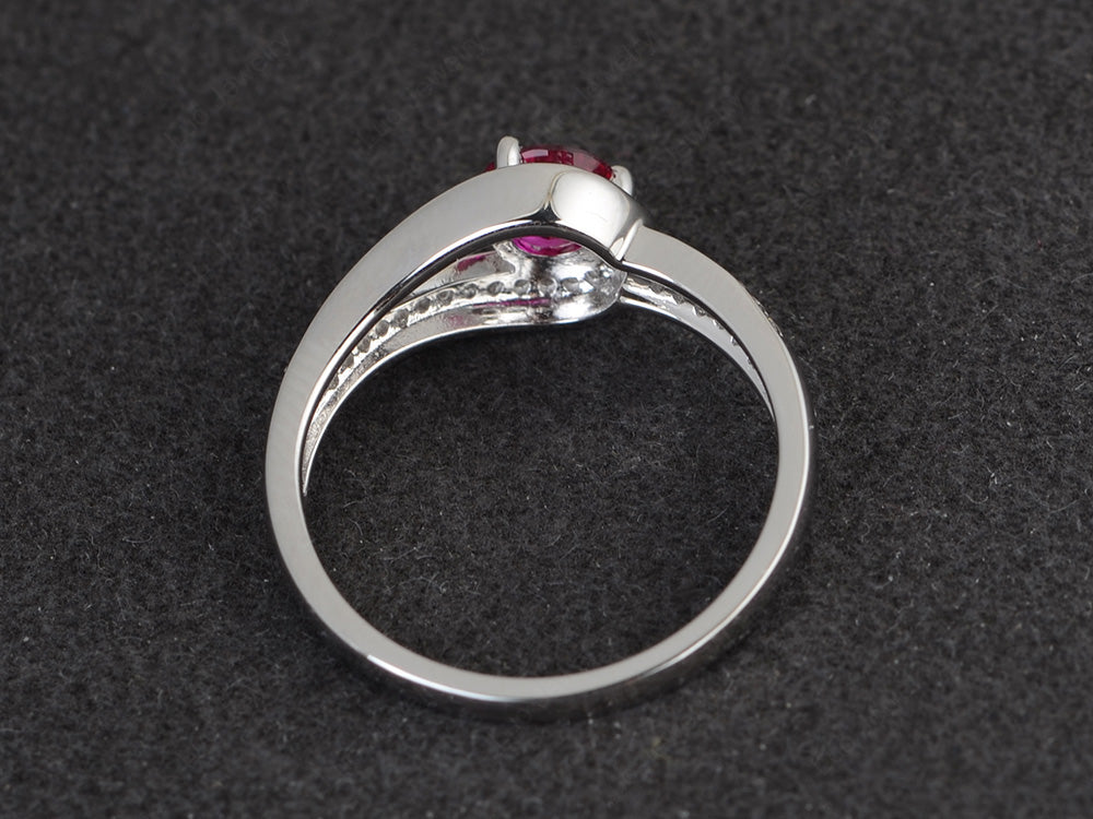 Unique Ruby Engagement Ring White Gold - LUO Jewelry