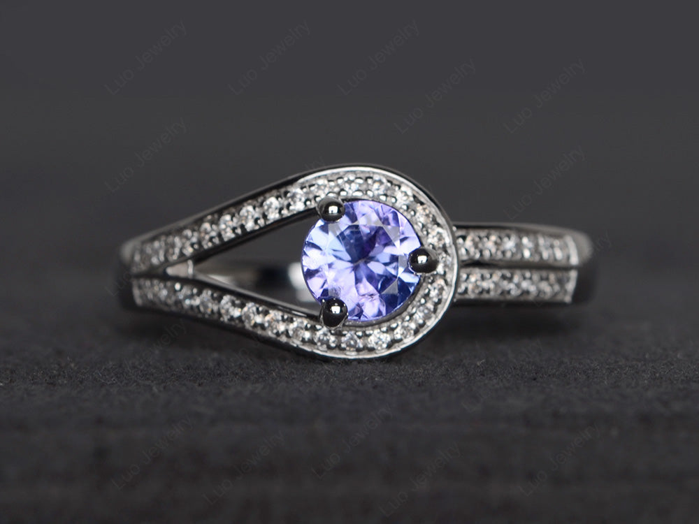Unique Tanzanite Engagement Ring White Gold - LUO Jewelry