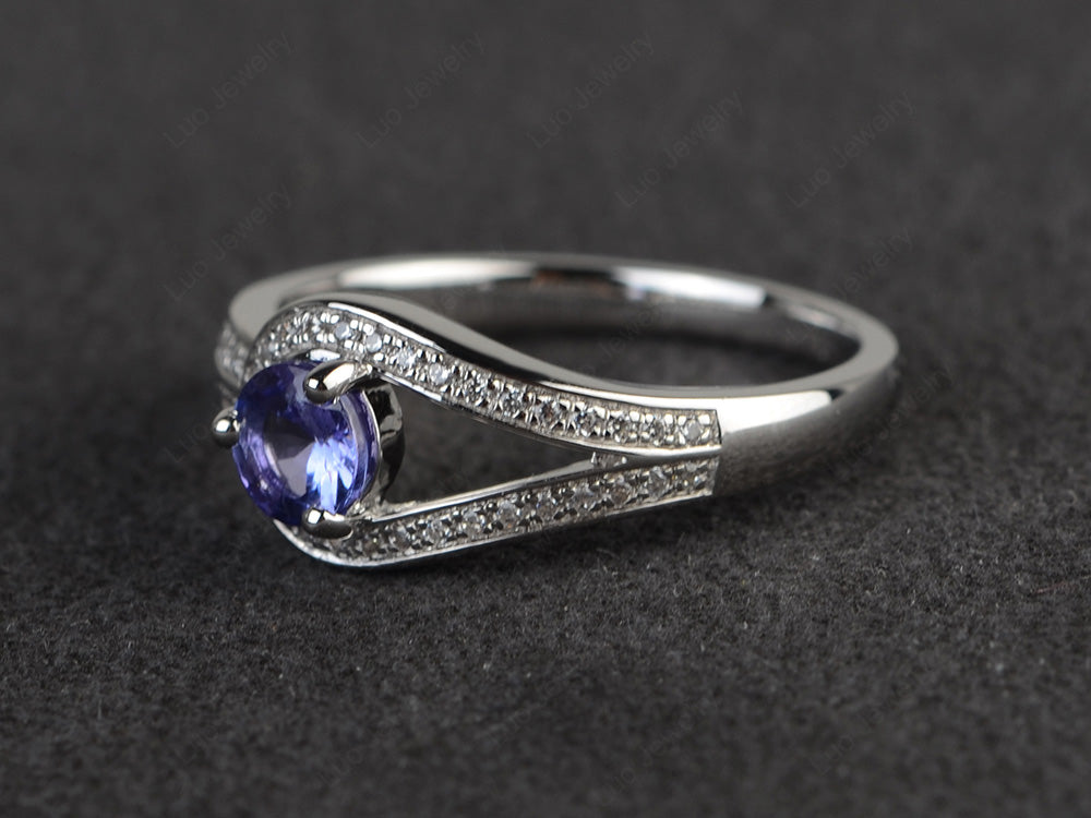 Unique Tanzanite Engagement Ring White Gold - LUO Jewelry