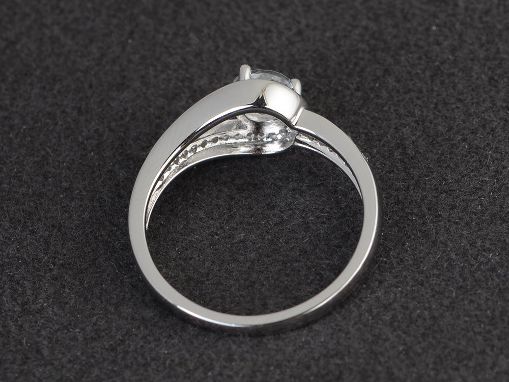 Unique White Topaz Engagement Ring White Gold - LUO Jewelry