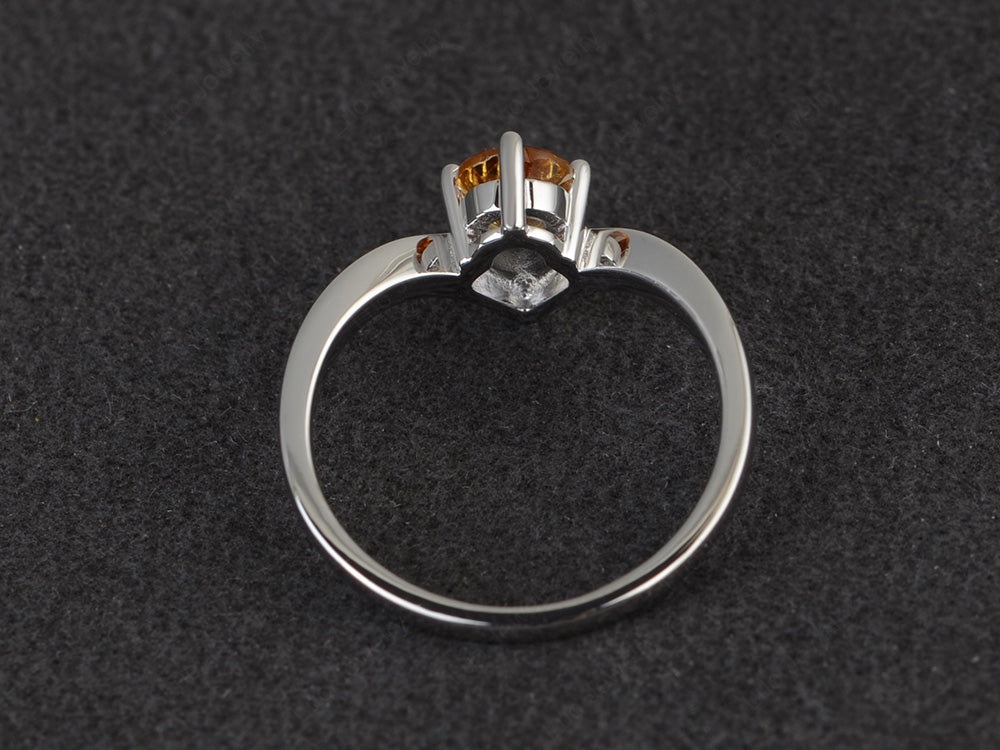 V Shaped Citrine Solitaire Wedding Ring - LUO Jewelry