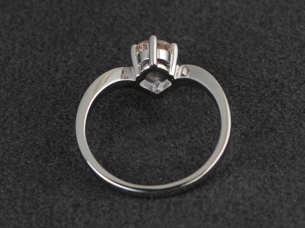 V Shaped Morganite Solitaire Wedding Ring - LUO Jewelry