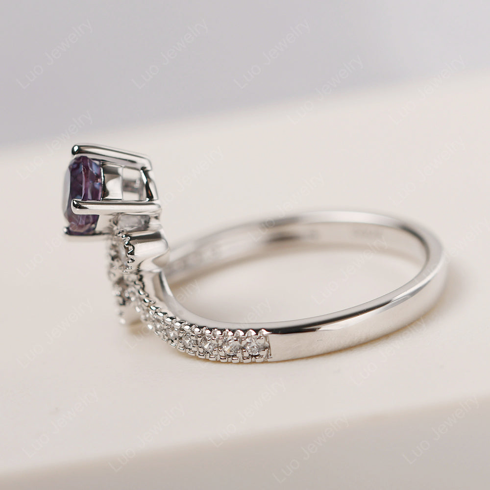Alexandrite Bridal Set Engagement Ring - LUO Jewelry