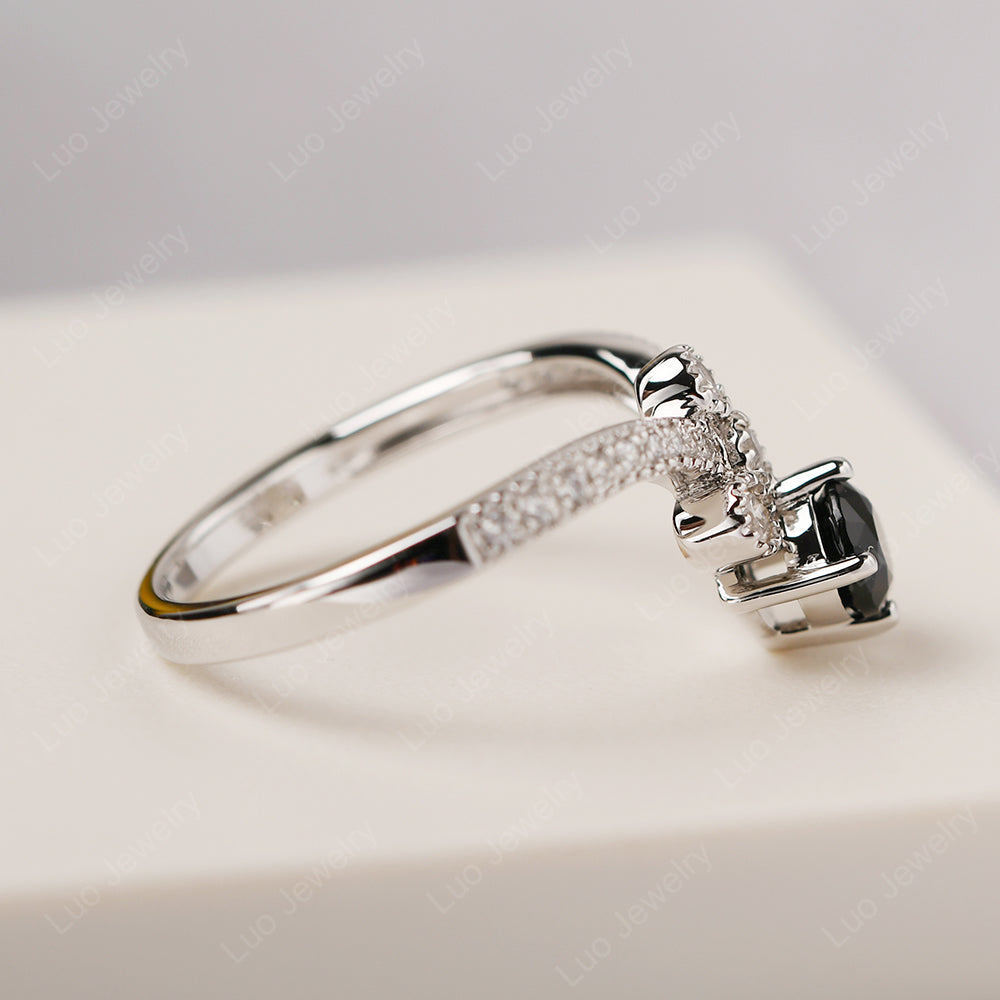 Black Spinel Bridal Set Engagement Ring - LUO Jewelry