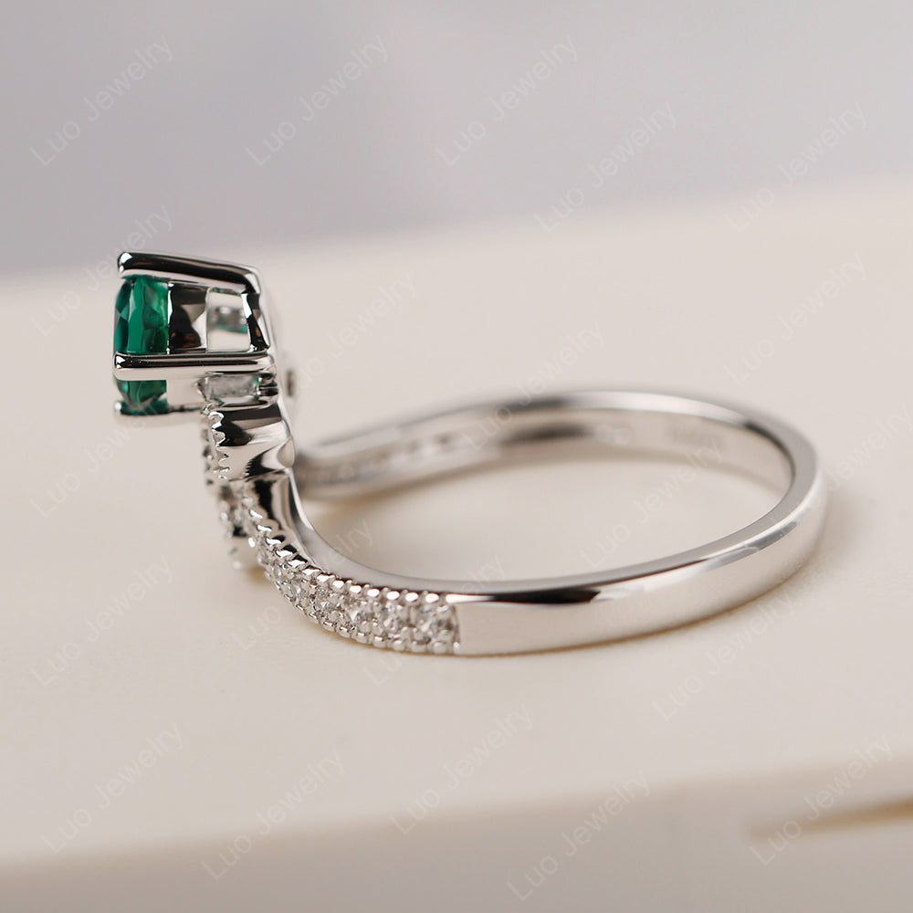 Emerald Bridal Set Engagement Ring - LUO Jewelry