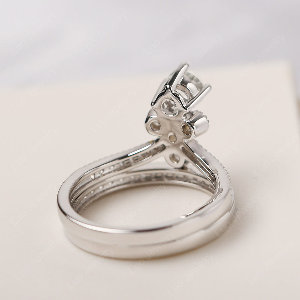 Green Amethyst Bridal Set Engagement Ring - LUO Jewelry