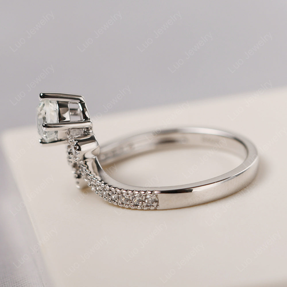 Green Amethyst Bridal Set Engagement Ring - LUO Jewelry