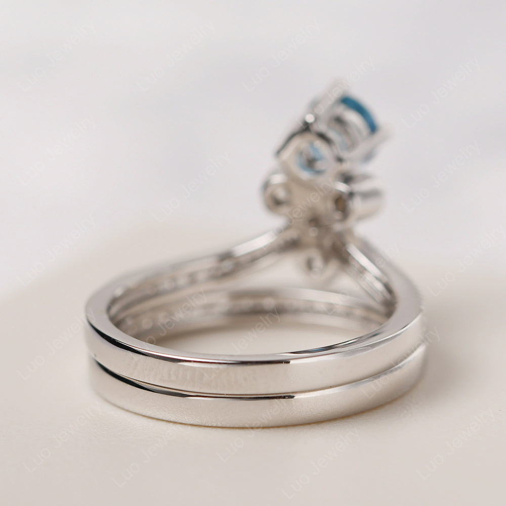 London Blue Topaz Bridal Set Engagement Ring - LUO Jewelry