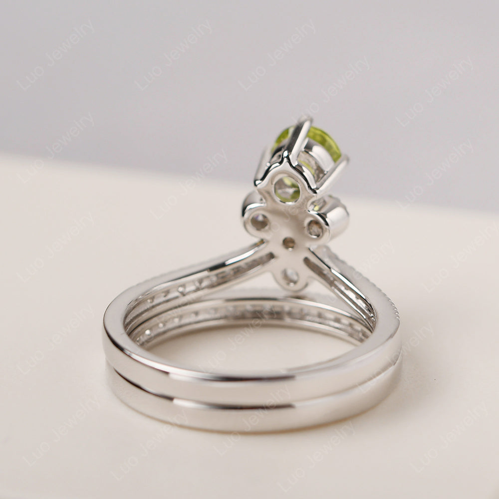 Peridot Bridal Set Engagement Ring - LUO Jewelry