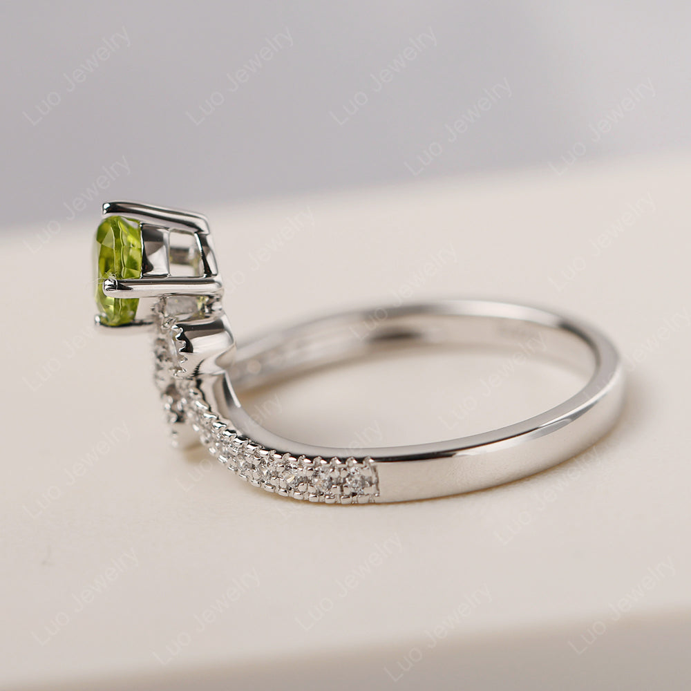 Peridot Bridal Set Engagement Ring - LUO Jewelry