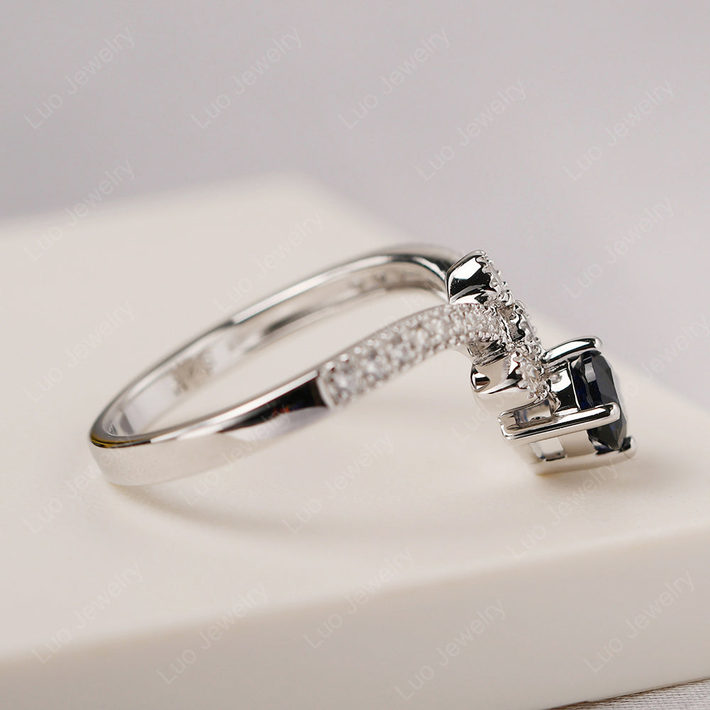 Lab Sapphire Bridal Set Engagement Ring - LUO Jewelry