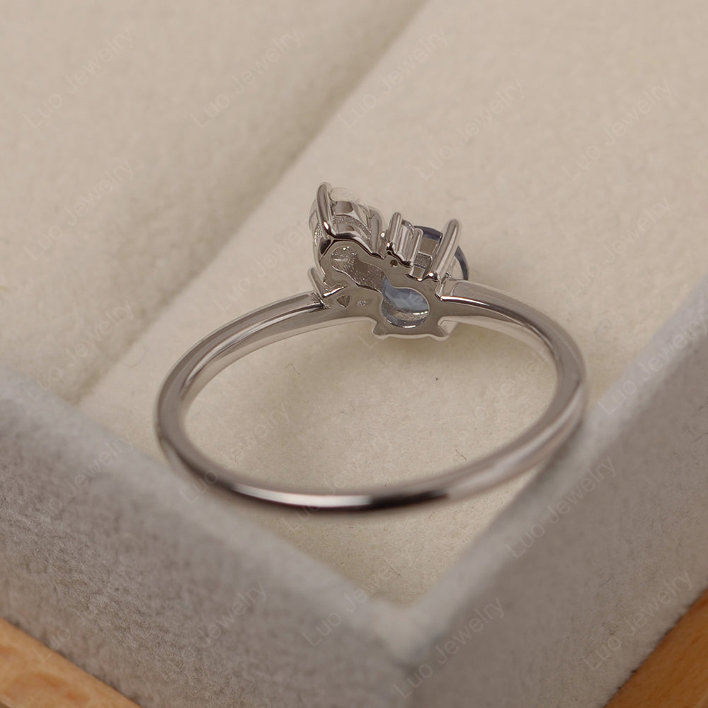 Round Alexandrite Engagement Ring White Gold - LUO Jewelry