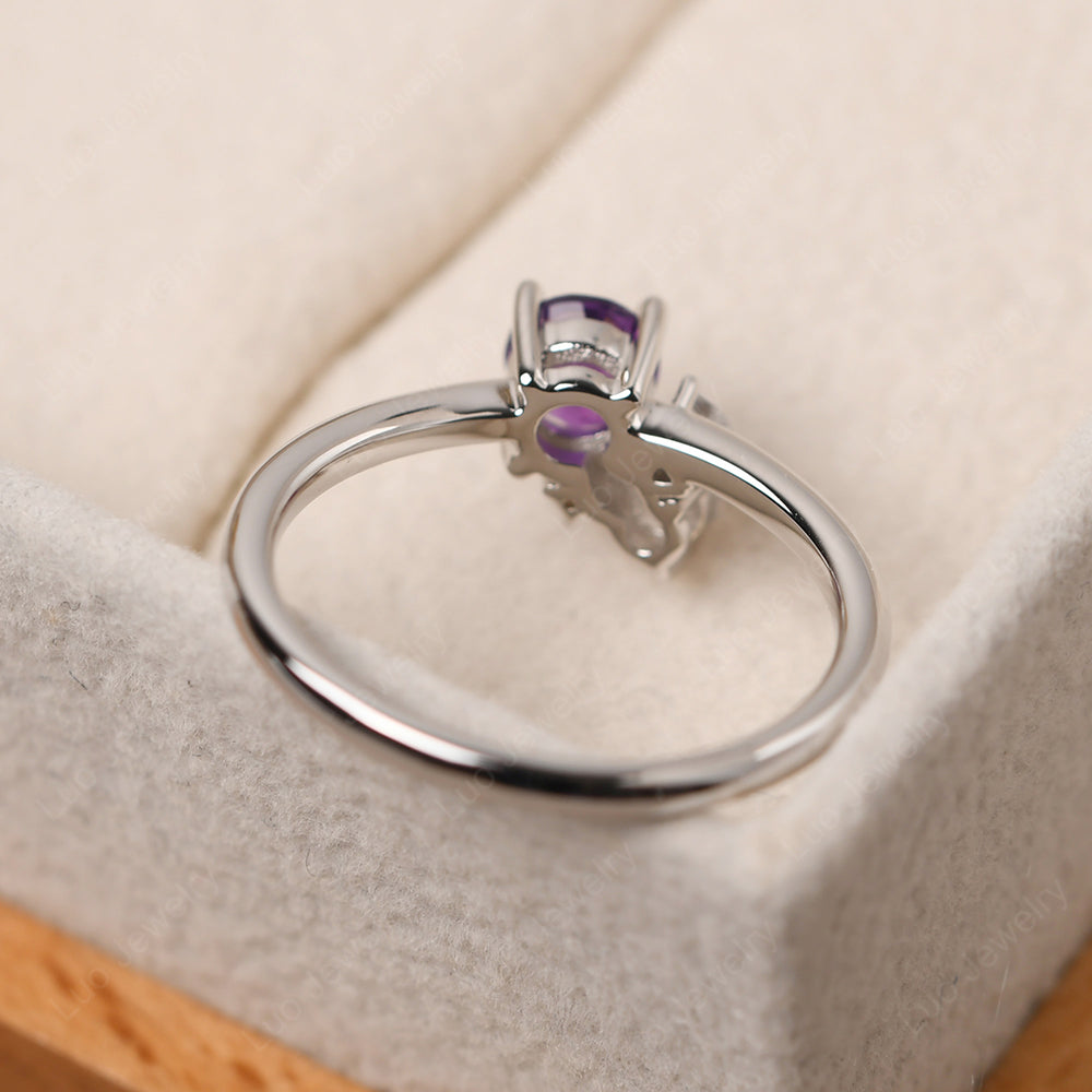Round Amethyst Engagement Ring White Gold - LUO Jewelry
