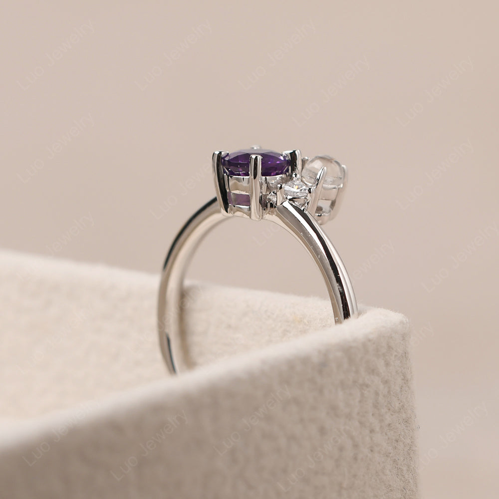 Round Amethyst Engagement Ring White Gold - LUO Jewelry