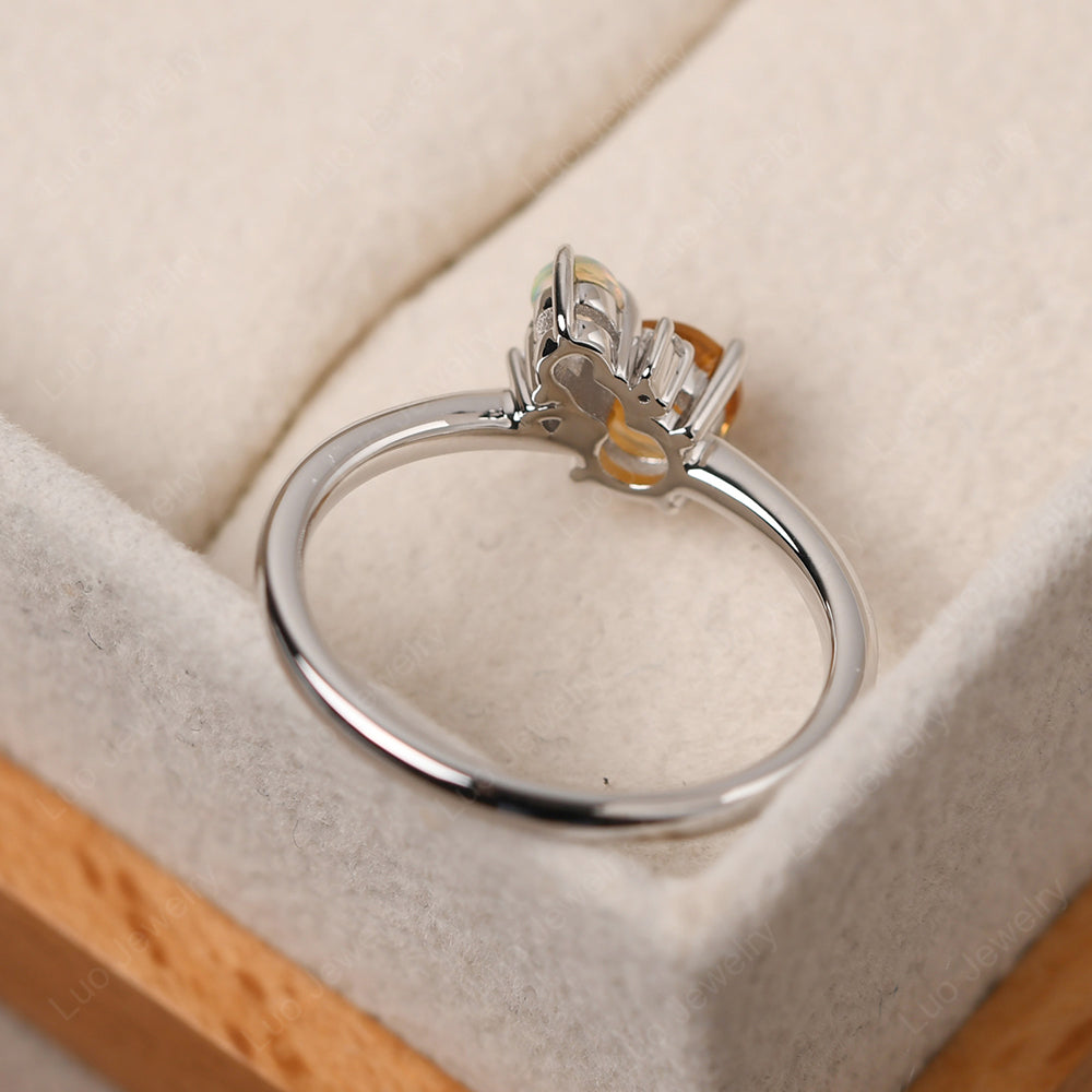 Round Cut Citrine and Opal Ring Sterling Silver - LUO Jewelry