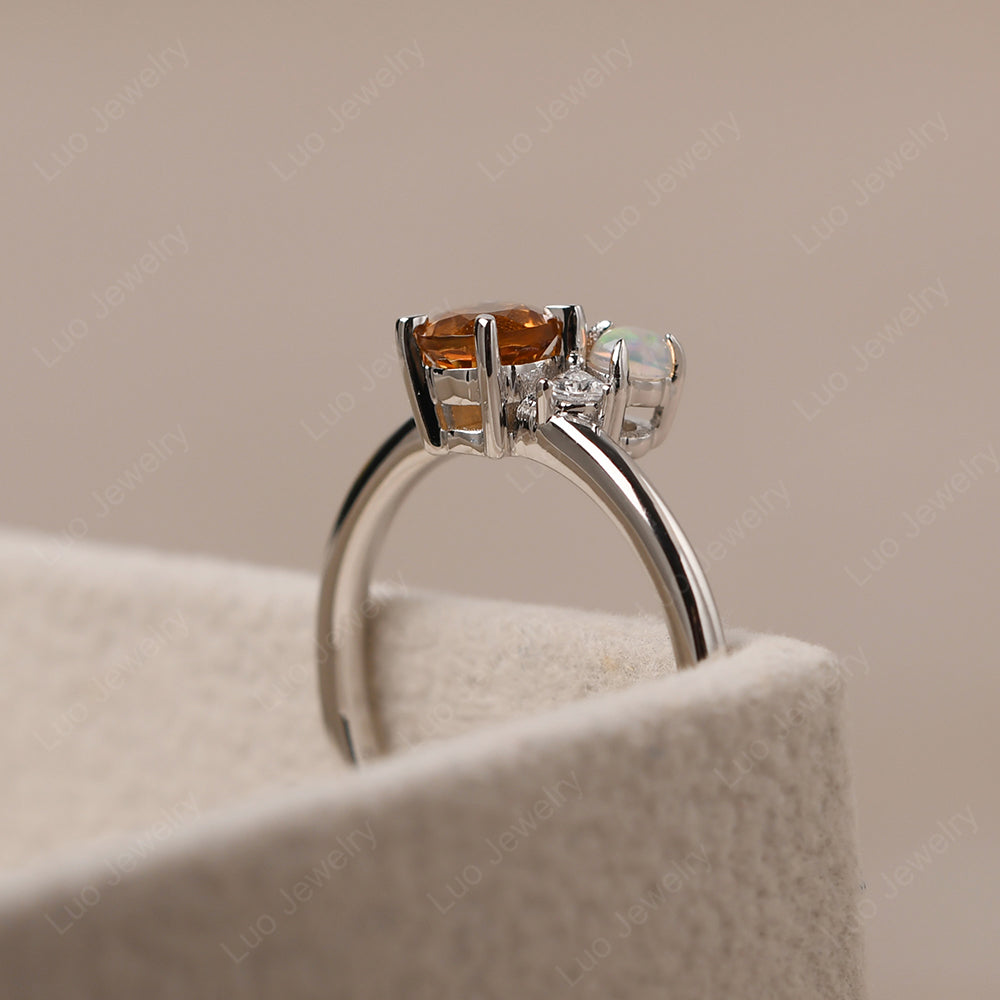 Round Cut Citrine and Opal Ring Sterling Silver - LUO Jewelry