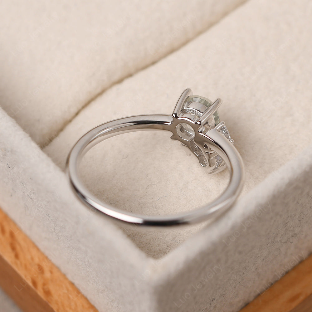 Round Green Amethyst Engagement Ring White Gold - LUO Jewelry