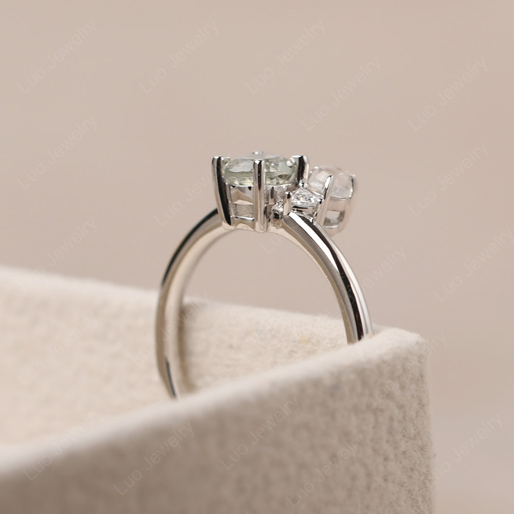 Round Green Amethyst Engagement Ring White Gold - LUO Jewelry