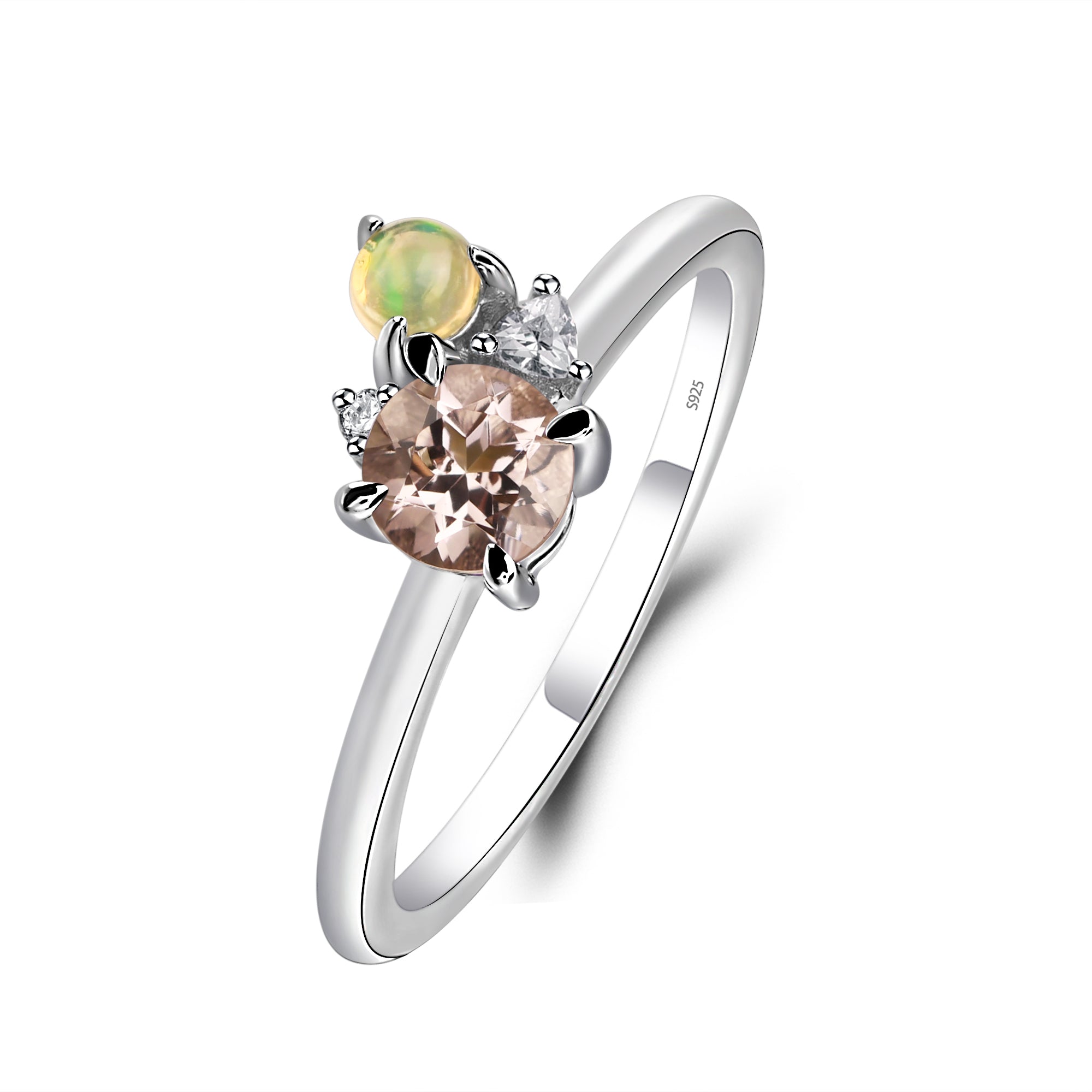 Round Morganite Engagement Ring White Gold - LUO Jewelry