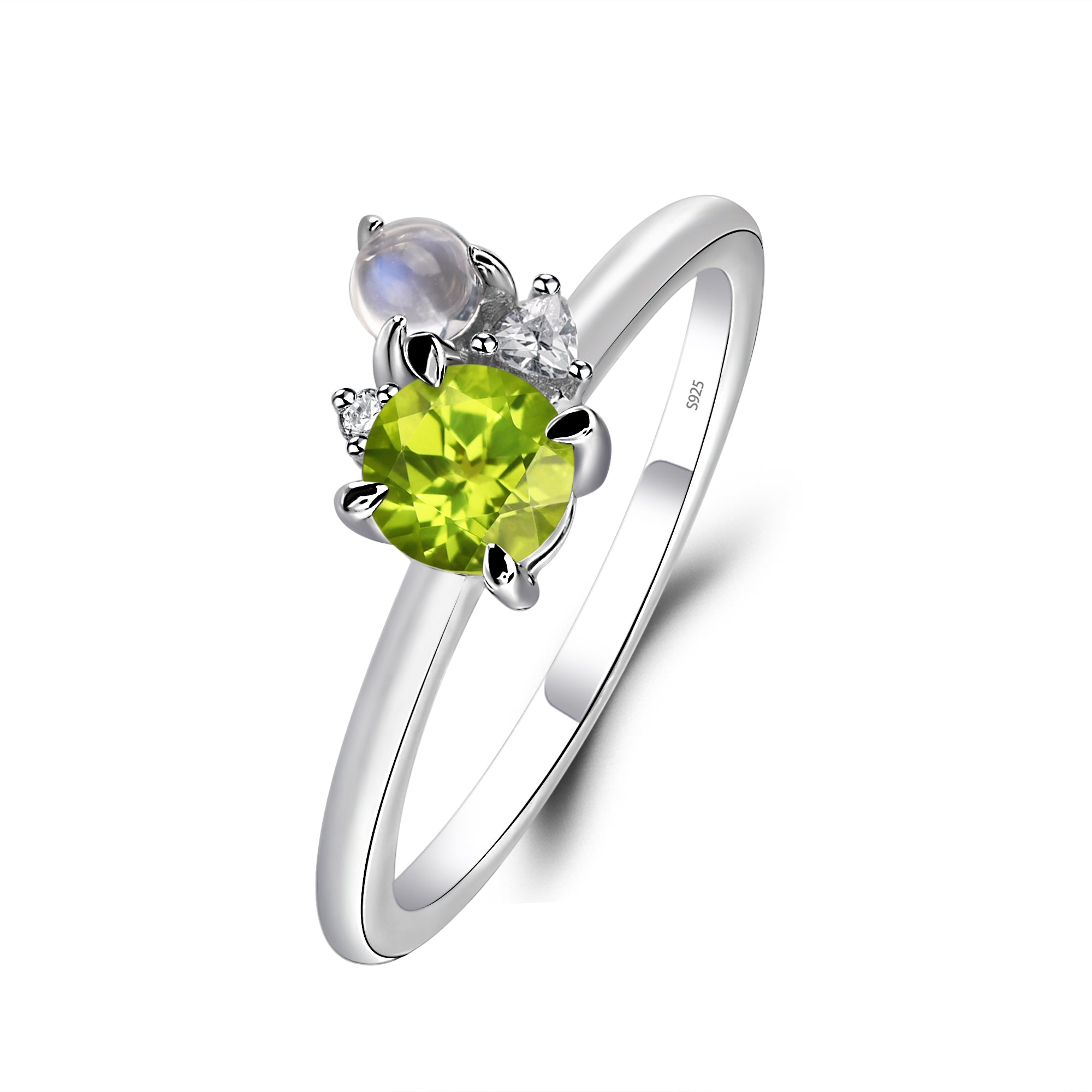 Round Peridot Engagement Ring White Gold - LUO Jewelry