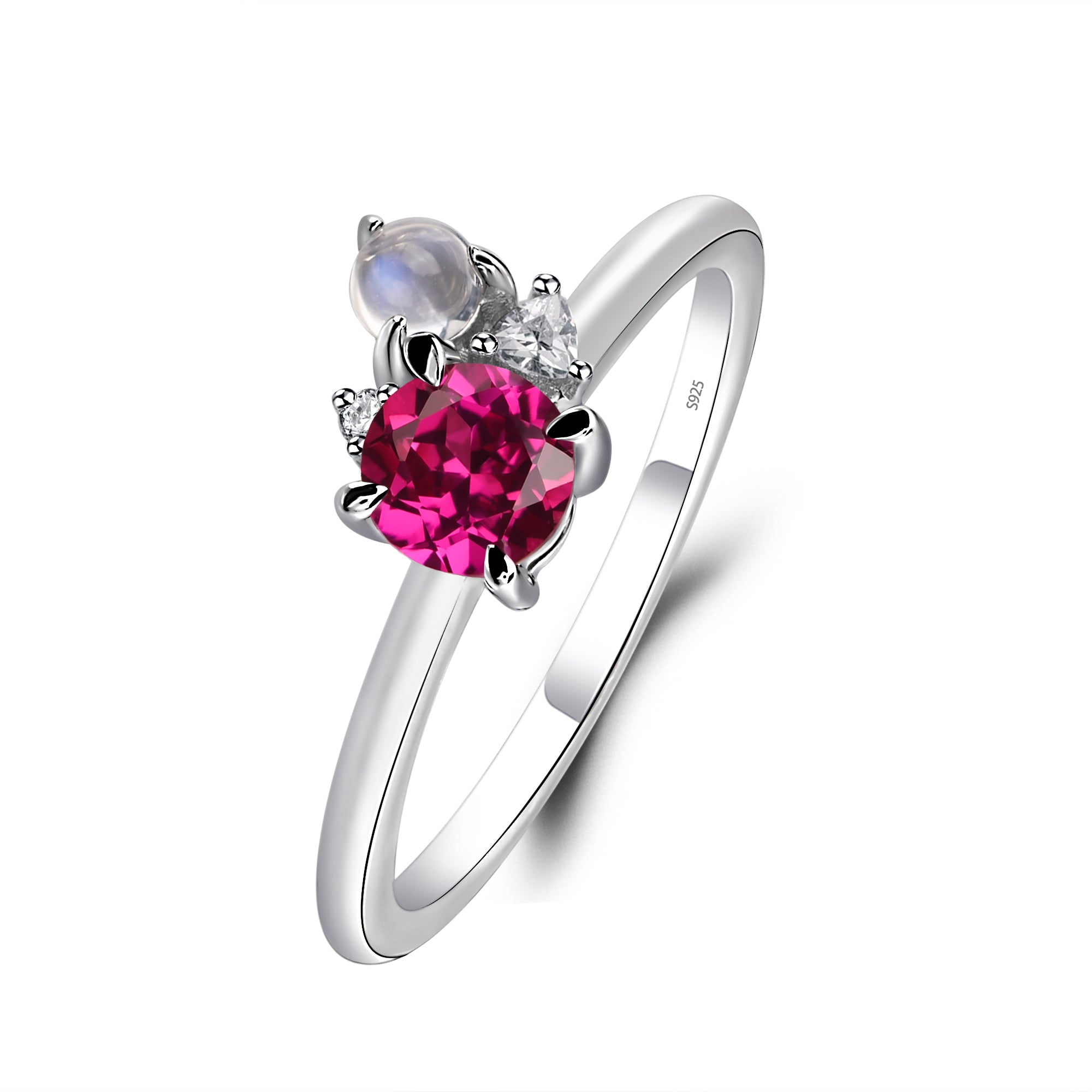 Round Ruby Engagement Ring White Gold - LUO Jewelry