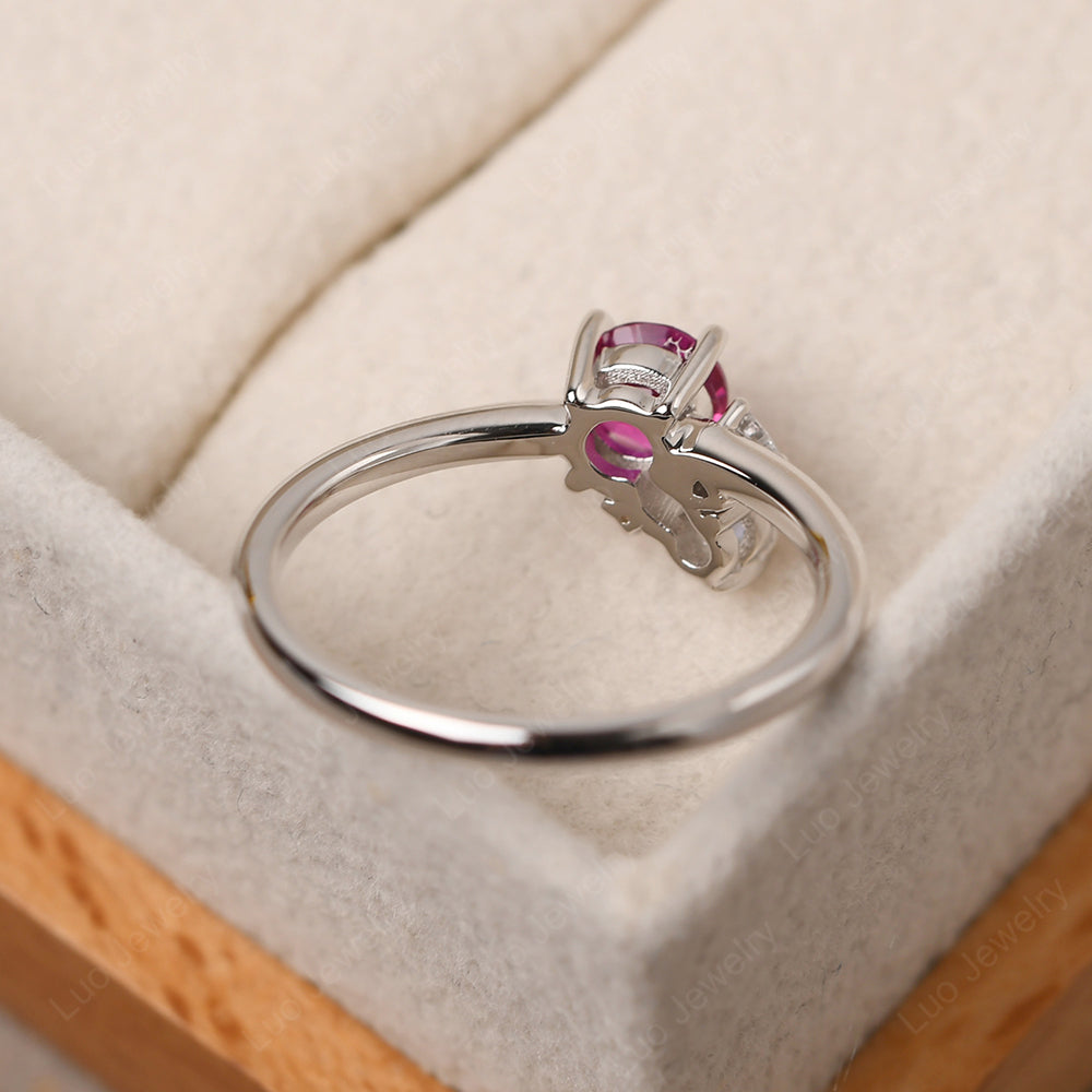 Round Ruby Engagement Ring White Gold - LUO Jewelry