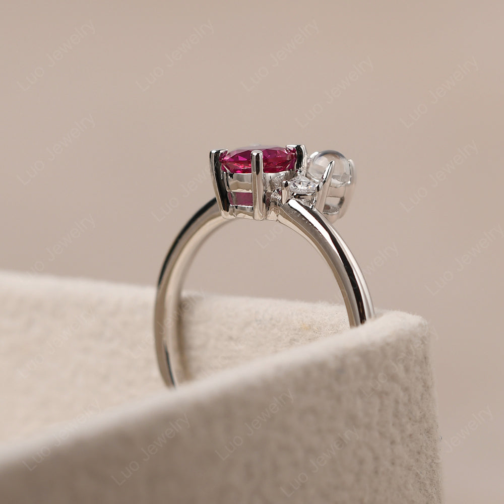 Round Ruby Engagement Ring White Gold - LUO Jewelry