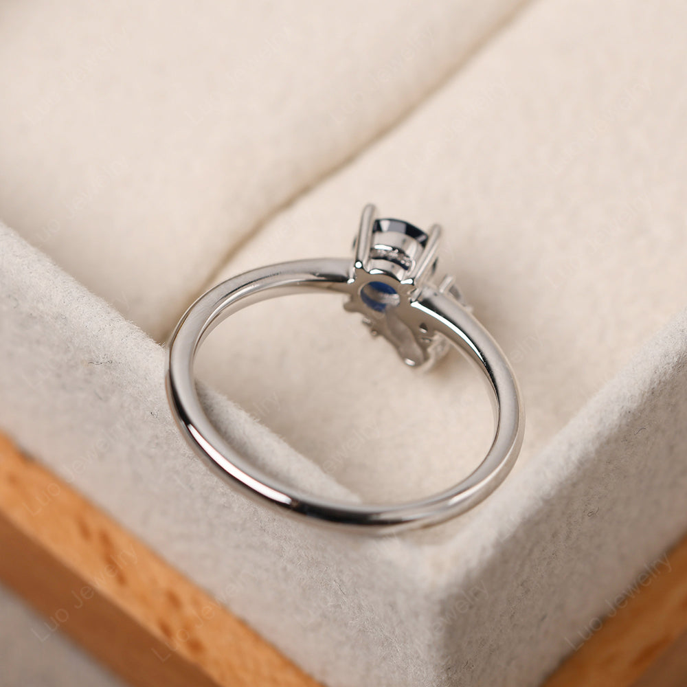 Round Lab Sapphire Engagement Ring White Gold - LUO Jewelry