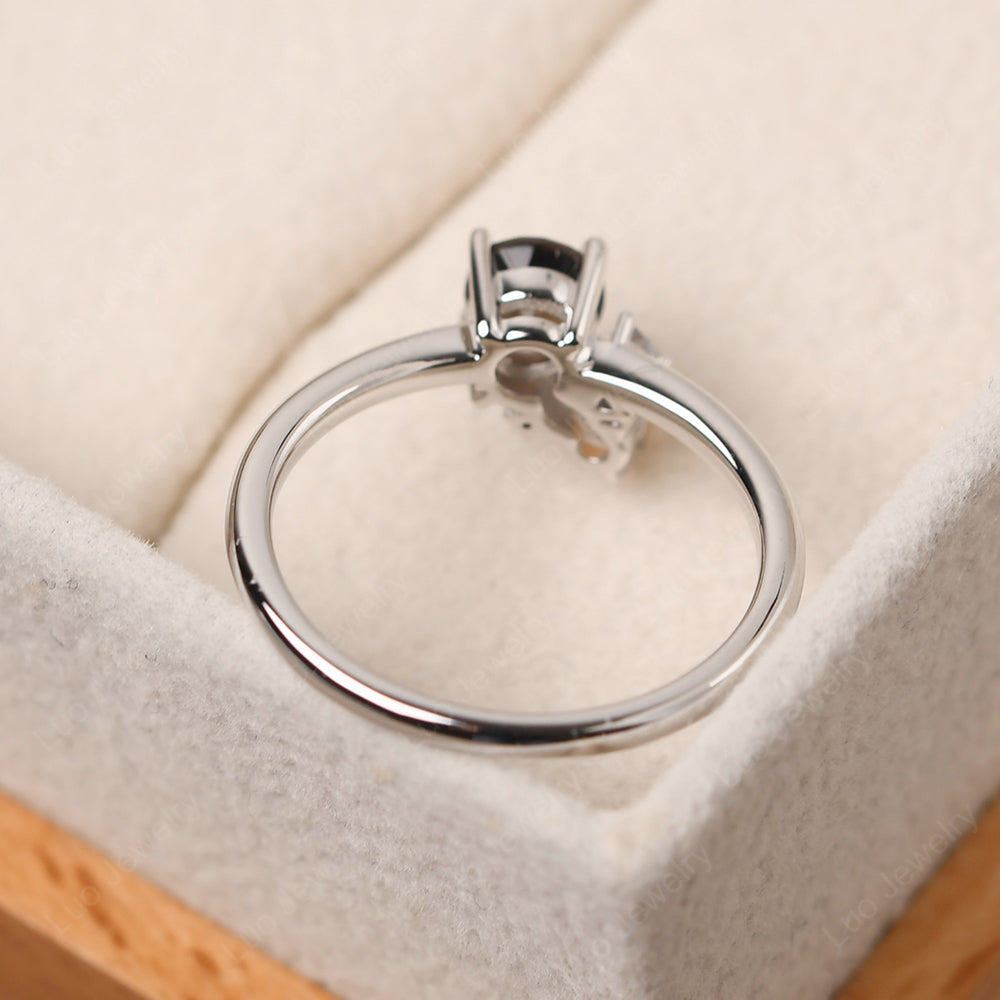 Round Smoky Quartz  Engagement Ring White Gold - LUO Jewelry