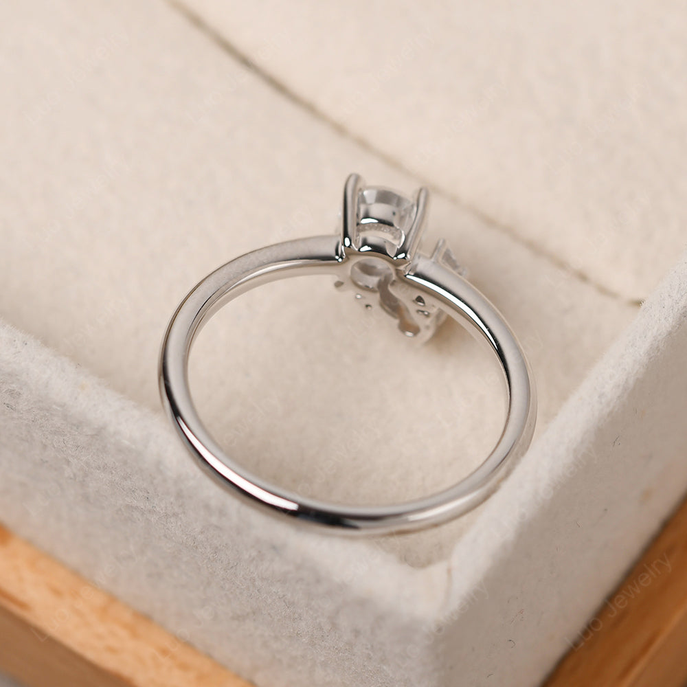 Round White Topaz Engagement Ring White Gold - LUO Jewelry