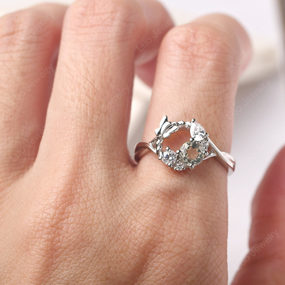 Green Amethyst Ring Garland Ring - LUO Jewelry