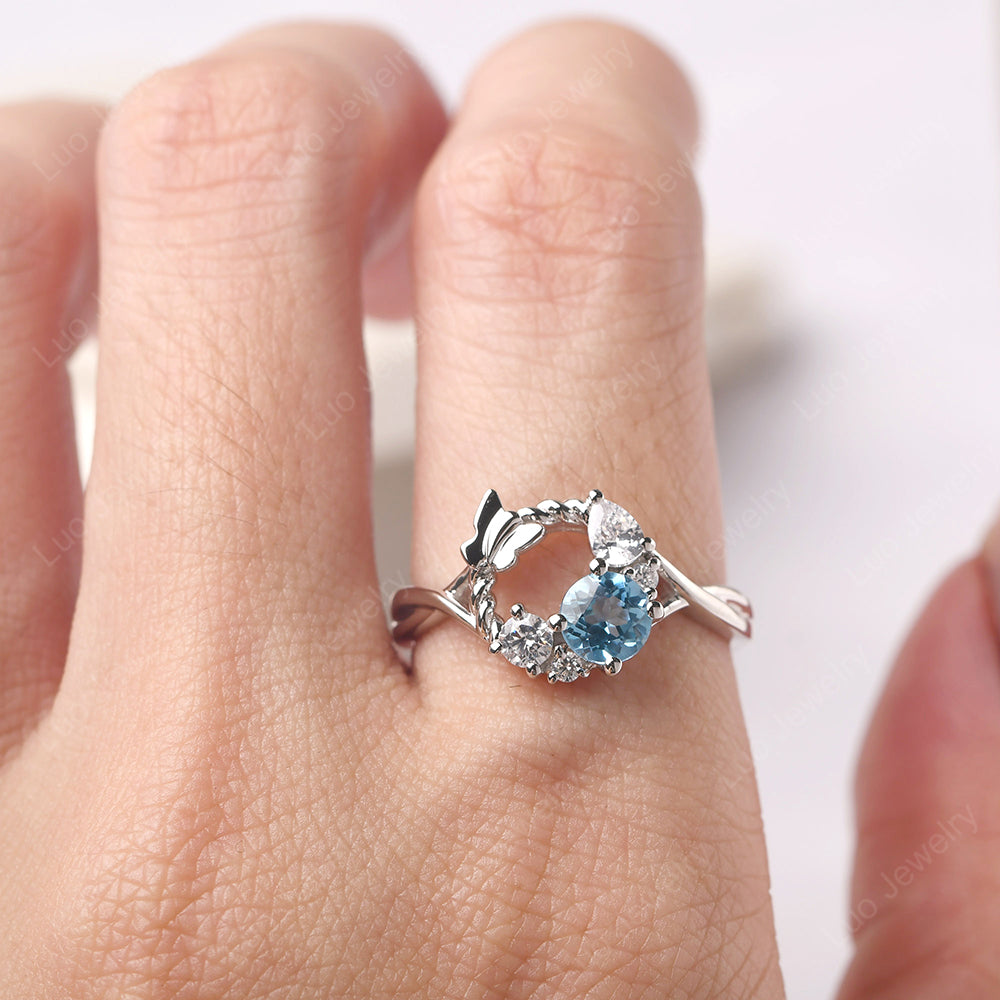 Swiss Blue Topaz Ring Garland Ring - LUO Jewelry