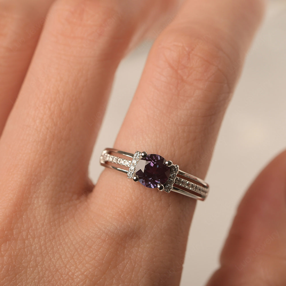 Round Cut Alexandrite Wedding Ring For Women - LUO Jewelry