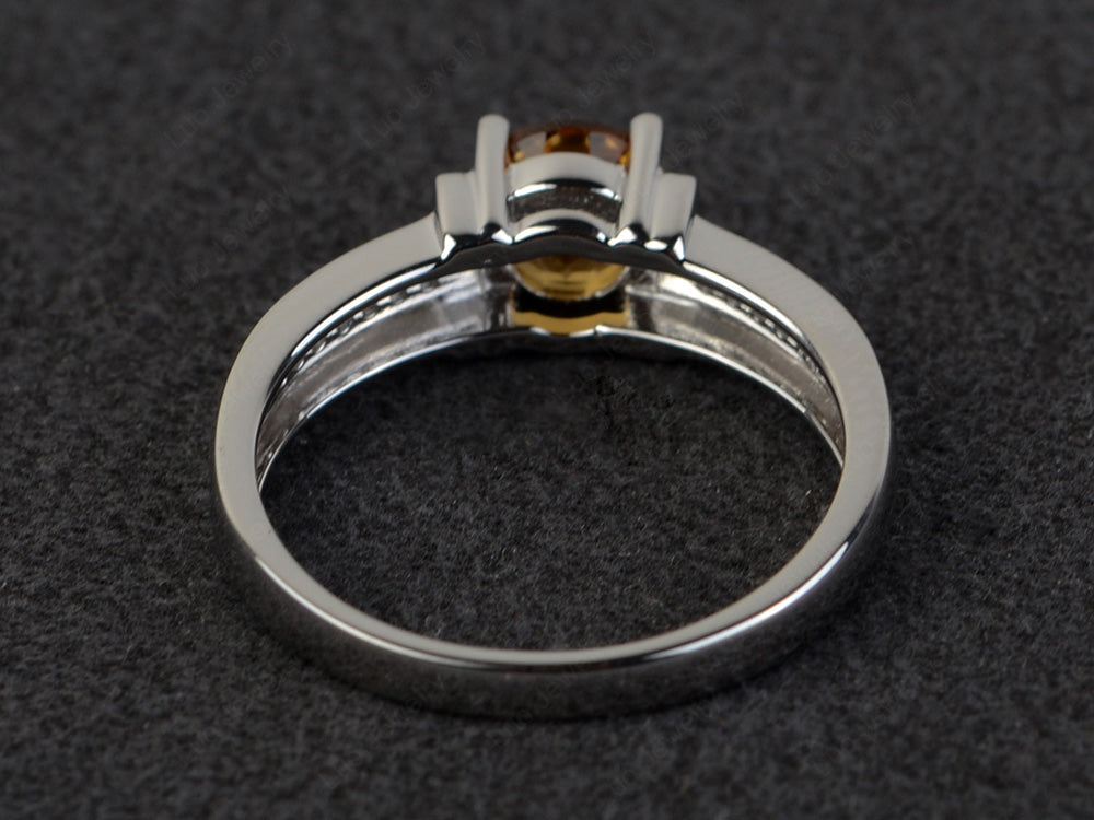 Round Cut Citrine Wedding Ring For Women - LUO Jewelry