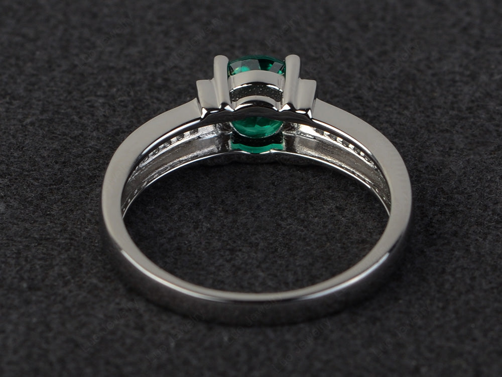 Round Cut Lab Emerald Wedding Ring For Women - LUO Jewelry