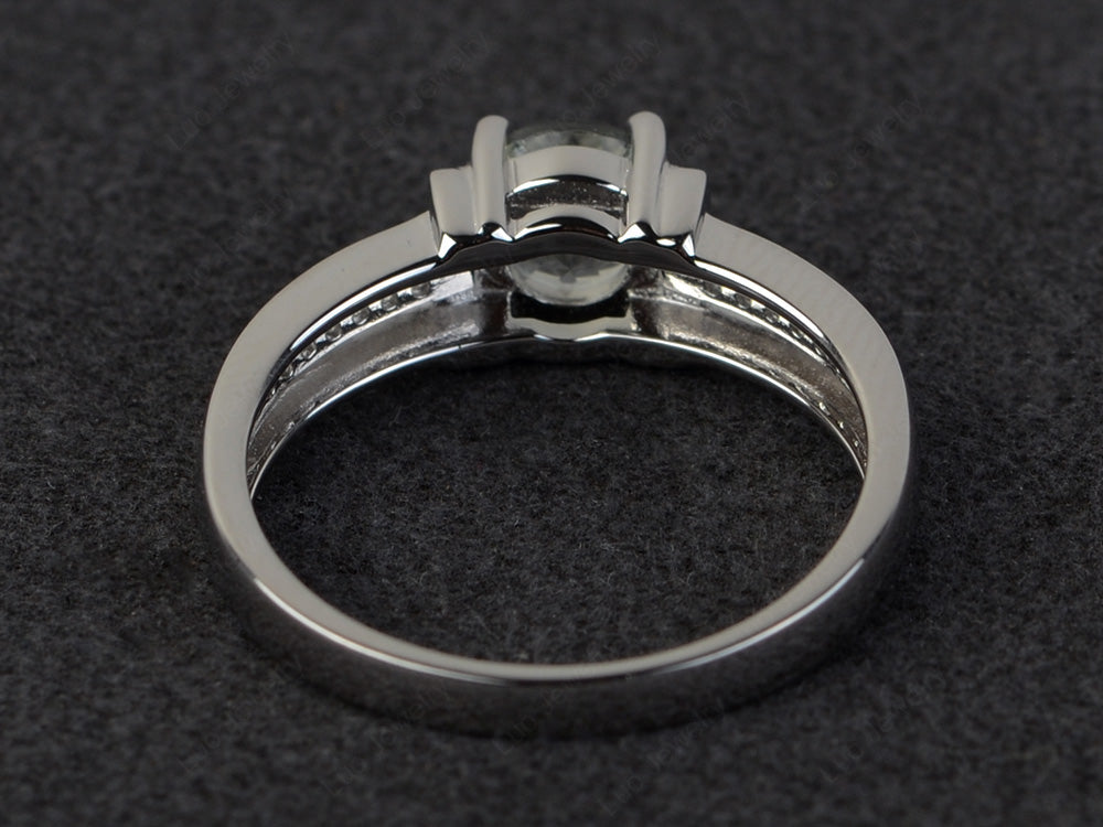 Round Cut Green Amethyst Wedding Ring For Women - LUO Jewelry