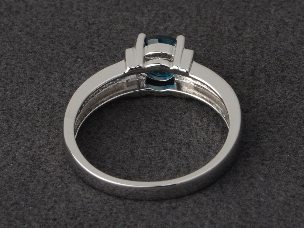 Round Cut London Blue Topaz Wedding Ring For Women - LUO Jewelry