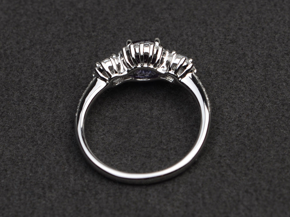 Alexandrite Engagement Ring Art Deco Silver - LUO Jewelry