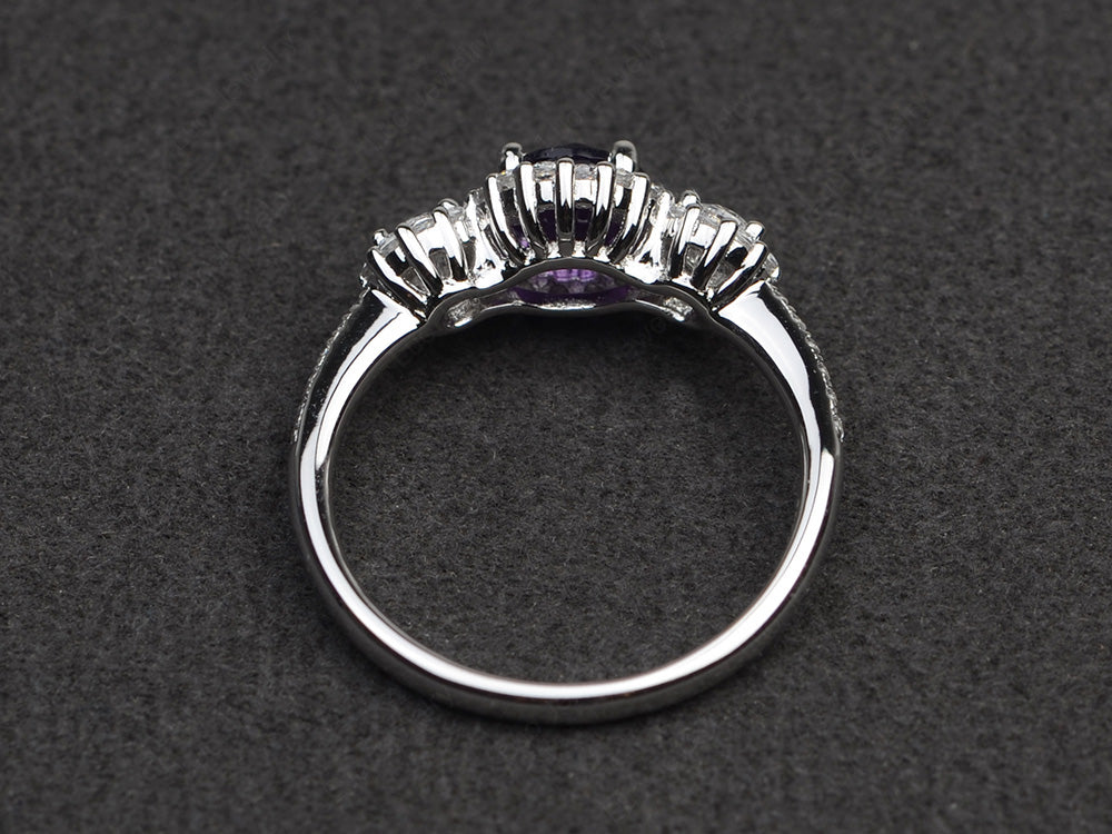 Amethyst Engagement Ring Art Deco Silver - LUO Jewelry