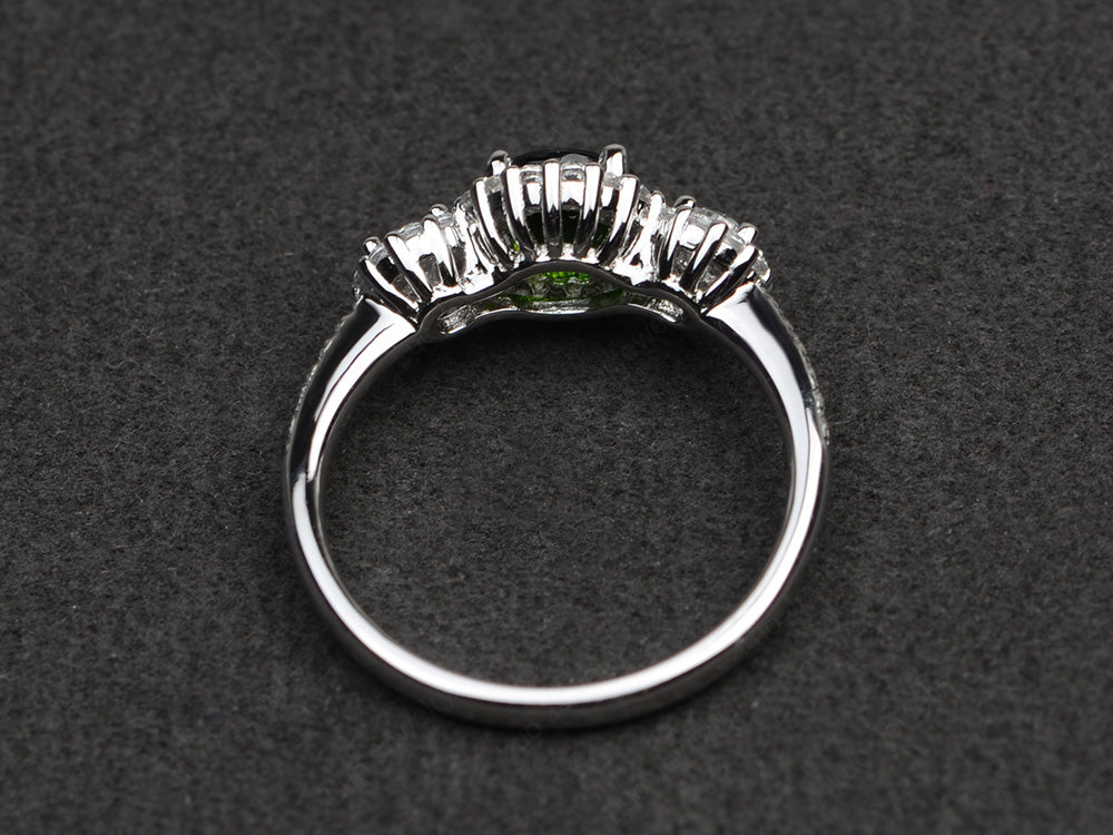 Diopside Engagement Ring Art Deco Silver - LUO Jewelry