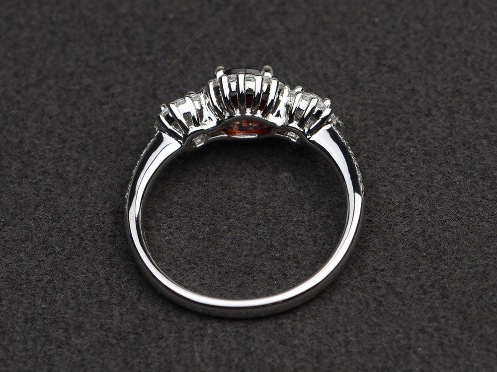 Garnet Engagement Ring Art Deco Silver - LUO Jewelry