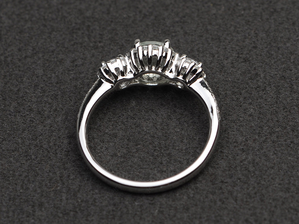 Green Amethyst Engagement Ring Art Deco Silver - LUO Jewelry