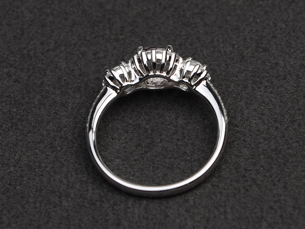 Morganite Engagement Ring Art Deco Silver - LUO Jewelry