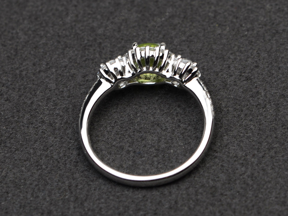 Peridot Engagement Ring Art Deco Silver - LUO Jewelry