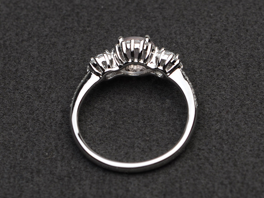 Rose Quartz Engagement Ring Art Deco Silver - LUO Jewelry