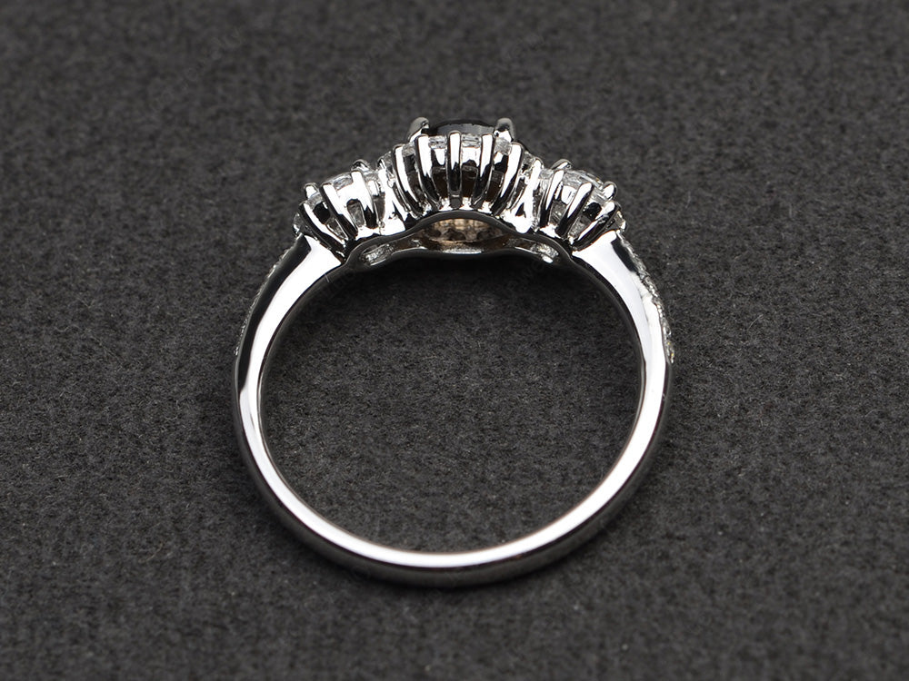 Smoky Quartz Engagement Ring Art Deco Silver - LUO Jewelry