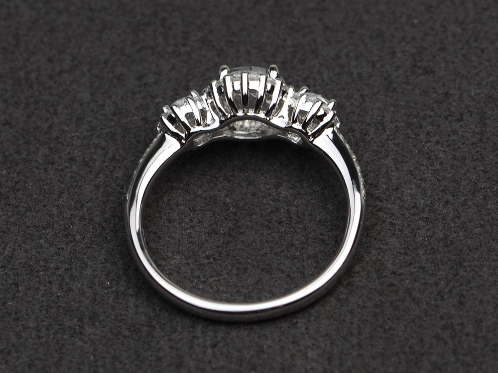 White Topaz Engagement Ring Art Deco Silver - LUO Jewelry