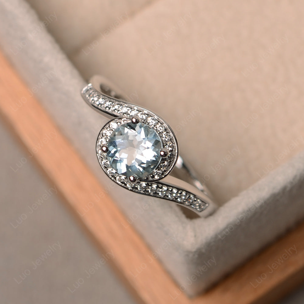 Round Brilliant Cut Aquamarine Engagement Ring - LUO Jewelry