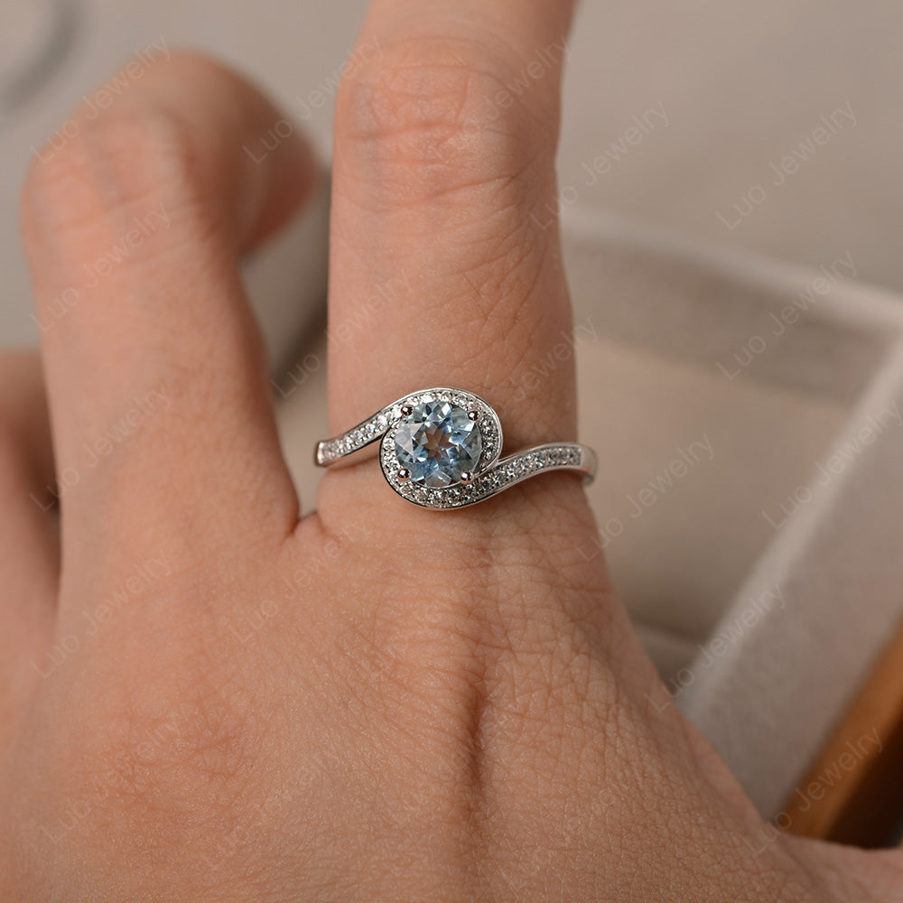 Round Brilliant Cut Aquamarine Engagement Ring - LUO Jewelry