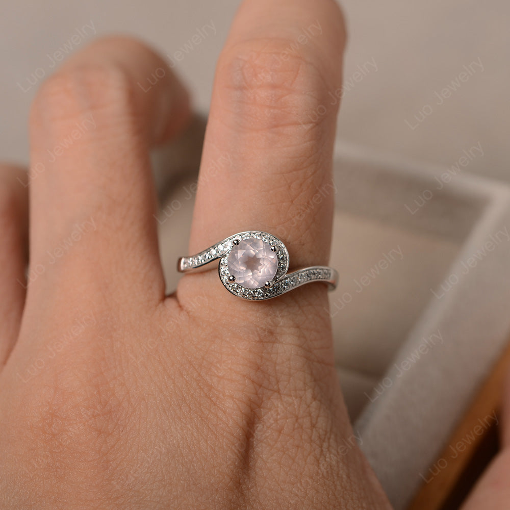 Round Brilliant Cut Rose Quartz Engagement Ring - LUO Jewelry